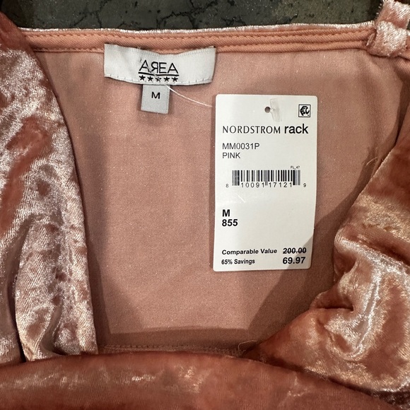 AREA Spaghetti Strap Pink Velvety Dress Size Medium NWT - Picture 4 of 4